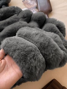 SHEIN EZwear 女款休閒舒適人造毛長袖秋冬夾克 - 深灰色 - 查看 6