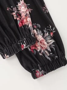 LUMIGAL Women's Elegant Floral Print Top For Autumn - Black - View 7