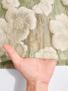 Brilight Floral Embossed Lapel Long Sleeve Button Shirt High Waist Wide Leg Pants For Vacation Brunch Daily O - Green - View 10