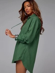 NYA SZN Women's Striped Casual Sexy Daily Fall Mini Dress Going Out Night Out Green - Green - View 7