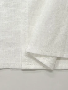 Balvessa بلوزة نسائية أنيقة بأسلوب صيني جديد بياقة واقفة وأزرار أمامية غير متماثلة وأكمام طويلة مع تصميم أزرار على الأساور مناسبة للتنقل اليومي - أبيض - مشاهدة 4