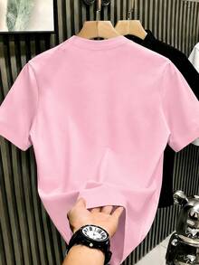 Manfinity Homme Men's Plus Size Summer Casual Short Sleeve T-Shirt - Pink - View 2