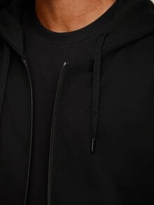 OTTIMOZO Men's Solid Color Drop Shoulder Long Sleeve Drawstring Pocket Casual Hoodie, Autumn/Winter/Back To School Season, Gym - Black - View 4