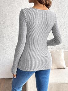 SHEIN 孕婦休閒百搭純色修身哺乳上衣 - 灰色 - 查看 2