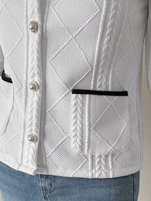 FRIFUL Jaket Kasual Lengan Panjang Wanita dengan Tekstur dan Simpul Bahu untuk Musim Gugur - Krem - View 6