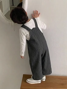 DAZY 嬰兒男孩韓版復古寬鬆牛仔吊帶褲，夏季輕便休閒長褲，適合秋季 - 彩色 - 查看 2