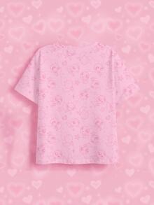 THE POWERPUFF GIRLS X SHEIN Tween Girl Letter Cartoon Print Casual Daily Short Sleeve T-Shirt - White - View 8