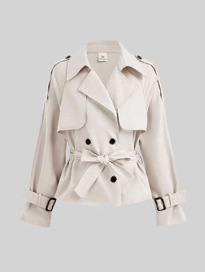 SHEIN Girlism Teen Girl Teen Girl Autumn Loose Casual Minimalist Comfortable Waist Elegant Cropped Fashion Winter Coat, Suitable For Daily Elegant Commute Wear