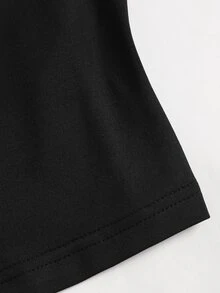 Sweetra Women's Mesh Patchwork Square Neck Deep V-Back, Multi-Way Wear, Casual Sexy, 2 In 1 T-Shirt - Black - View 4