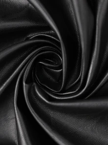 Elaquor Plus Size Women's Solid Color PU Leather Single-Breasted Jacket And Skort Fashion 2 Pieces Set Winter - Black - View 7