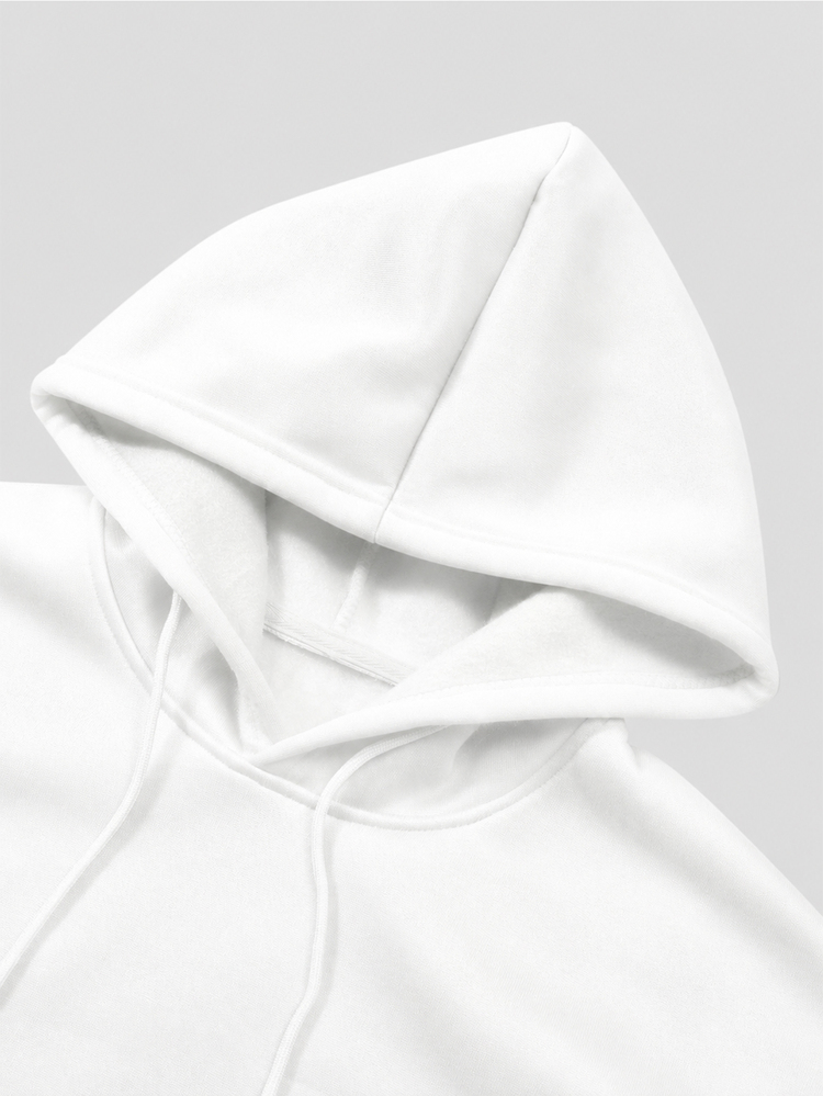 Manfinity EMRG Hoodie Pria Ukuran Besar dengan Cetakan Slogan dan Lapisan Termal - Putih - View 4