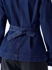 LYSMO Women's Casual Cinched Waist Denim Top, Autumn - Medium Wash - View 5