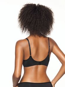 SHAPORA Sexy Women's Lingerie 3mm Cotton Mesh Patchwork Underwire Bra, Push-Up, Large Bust Minimizing, 1pc - Black - View 2