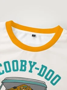 SCOOBY-DOO X SHEIN 大尺碼圓領卡通圖案日常休閒衛衣 - 白色 - 查看 3