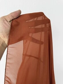Maweii Gaun Seksi Wanita Ukuran Besar Warna Polos Kerah Tegak Lengan Lentera Berlipit untuk Musim Gugur - Redwood - View 7