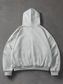 ROMWE MEN Street Life Men's Zipper Pocket Casual Versatile Daily Wear Hoodie - Light Grey - View 8
