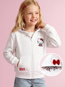 Maija Kids HELLO KITTY AND FRIENDS | SHEIN Maija Kids 女童小女孩優雅仙女公主貓頭鷹海德薇圖案白色圓領衛衣與格紋裙套裝，返校、婚禮、7歲生日、秋季 - 白色 - 查看 1