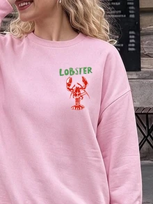 青少年女孩復古度假風龍蝦粉綠條紋圓領落肩衛衣與直筒長褲2件套，韓系休閒舒適時尚童裝，Y2K、可愛，適合派對、日常、度假 - 彩色 - 查看 8