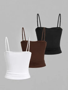 SHEIN Unity Casual Versatile Ruched Multi-Piece Set Multi-Color Women's Tank Tops - Multicolor - View 2