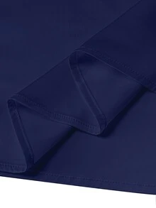 SHEIN 純色優雅通勤夏季短袖襯衫，緞面布料，白色襯衫，寬鬆版型，適合通勤、商務、派對、約會場合，春夏風格襯衫 - 藏蓝色 - 查看 5