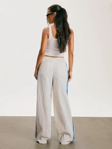 Athîral Women's Casual Athletic Baggy Low Waist Side Split Color Block Blue White Loose Fit Sports Long Pants Running Outdoor Gym Workout Summer - White - View 7