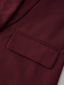 Lumivelle 時尚優雅通勤純色西裝外套 - 酒紅色 - 查看 6