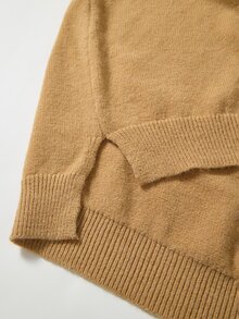 Rusticease Women's Plus Size Solid Color Turtleneck Sweater, Autumn/Winter - Camel - View 6
