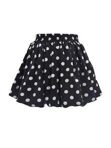 Pariaura Autumn,  Fall Winter Casual, Black Polka Dot Tulip Skirt, Elegant Outfit, Commute Outfit, Holiday Outfit, Holiday Outfit, Women's Skirt - Black - View 6
