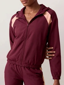 Zivah Women's Long Sleeve Zip-Up Jacket And Pants Sports Set - Burgundy - View 5