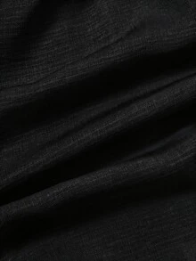 Everyssa 女款復古波希米亞風 A 字版型前開襟長袖休閒通勤洋裝，優雅成熟氣質，度假風，黑色，秋季 - 黑色 - 查看 3