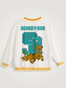 SCOOBY-DOO X SHEIN 大尺碼圓領卡通圖案日常休閒衛衣 - 白色 - 查看 7
