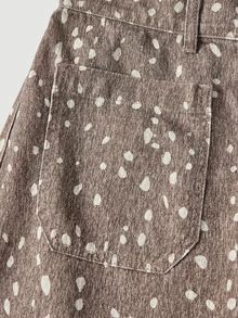 Selenza Plus Size Street Style Polka Dot Print Pocket Denim Jeans - Multicolor - View 9
