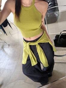 Dazy Tall 女款休閒寬鬆直筒牛仔褲，附口袋與鈕扣，秋季款 - 深色水洗藍 - 查看 3