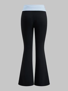 SHEIN Teen Girl Colorblock Casual Versatile Daily Flare Pants - Multicolor - View 2