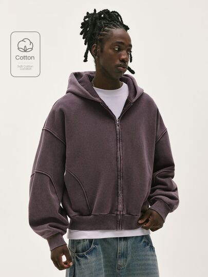 Baseblock Men's Cotton Minimalist Clean Fit Relaxed Style Hooded Sweatshirt Sweatshirt, American Vintage Casual High Street Style, High Quality Slouchy, Traceable Cotton Fabric, Light Commute Casual Outfit, Unisex Couple Outfit, Holiday Gift