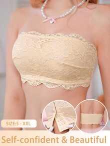 PetitDoll 1pc Lace Strapless Bandeau Bra For Women - Apricot - View 6