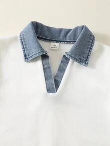 SHEIN 2件組小男孩秋冬休閒 Polo 運動衫與牛仔褲套裝 - 彩色 - 查看 5