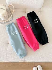SHEIN Baby Girl Autumn/Winter Cute 3pcs -Piece Heart Pattern Pants - Multicolor - View 1