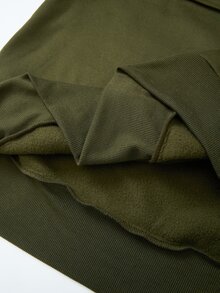 Rusticease Plus Size Army Green Drawstring Pocket Hooded Long Sleeve Sweatshirt Fall Winter 2026 - Army Green - View 12