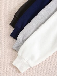 兒童青少年女孩休閒基礎款圓領長袖衛衣 4件組 - 彩色 - 查看 4