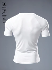 Acti Log Men's Star Print Raglan Short Sleeve Sports T-Shirt - White - View 2