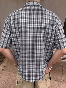 STEELVANCE 男士小格紋短袖襯衫，單口袋經典款，適合正式或休閒場合，休閒度假、用餐聚會、簡約辦公、居家穿搭，適合自穿或送禮給朋友，熱銷舒適面料襯衫 - 彩色 - 查看 2