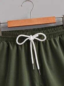Daypath Men's Fitted White Knit Top And Army Green Woven Shorts Set - Army Green - View 5