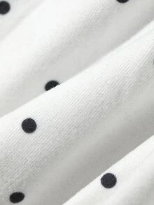 DAZY Women's Sweet Polka Dot Print Lace Patchwork 2 In 1 T-Shirt Fall - Black and White - View 2