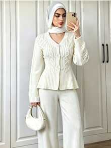 Breezaya Cardigan Wanita Warna Polos Kasual Serbaguna untuk Aktivitas Sehari-hari - Aprikot - View 4