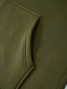 Rusticease Plus Size Army Green Drawstring Pocket Hooded Long Sleeve Sweatshirt Fall Winter 2026 - Army Green - View 6