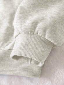 Resyla Women's Autumn/Winter Casual Versatile Thick Fleece Solid Color Heart Button Design Hooded Long Sleeve Sports Sweatshirt - Light Grey - View 6