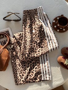 Comfortcana Women's Leopard Print Colorblock Casual Daily Long Pants - Multicolor - View 4