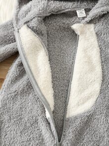 SHEIN 男嬰拼接配色保暖內裡加厚連帽長袖連身衣，百搭舒適 - 彩色 - 查看 6