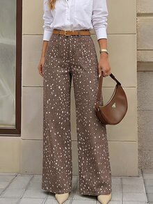 Selenza Plus Size Street Style Polka Dot Print Pocket Denim Jeans - Multicolor - View 1